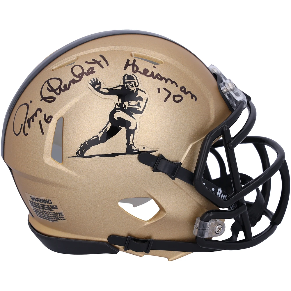 Jim Plunkett Stanford Cardinal Autographed Gold Heisman Riddell Speed Mini Helmet with "Heisman '70" Inscription