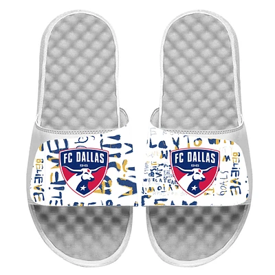 Youth ISlide White FC Dallas Kick Cancer Slide Sandals