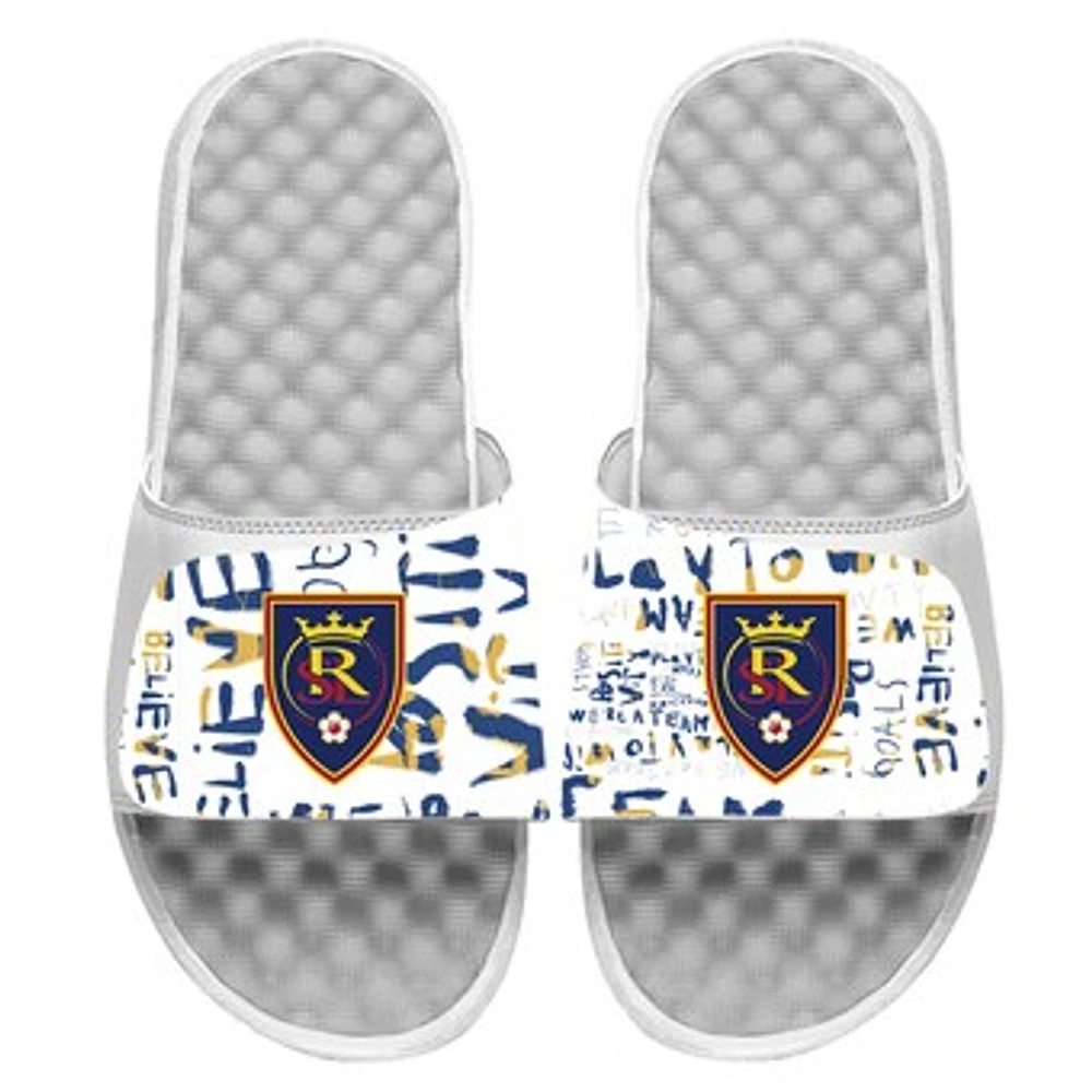 Youth ISlide White Real Salt Lake Kick Cancer Slide Sandals