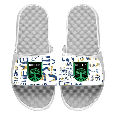 Youth ISlide White Austin FC Kick Cancer Slide Sandals