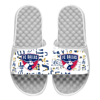 Men's ISlide White FC Dallas Kick Cancer Slide Sandals