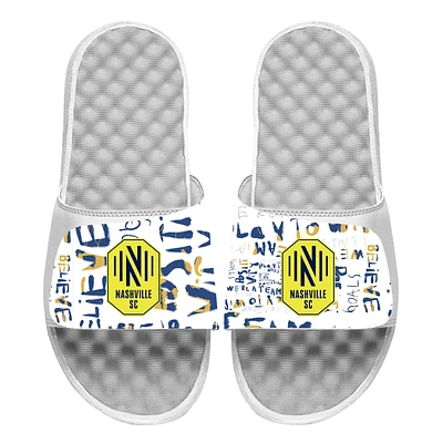Men's ISlide White Nashville SC Kick Cancer Slide Sandals