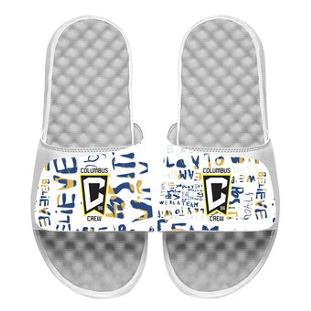 Men's ISlide White Columbus Crew Kick Cancer Slide Sandals