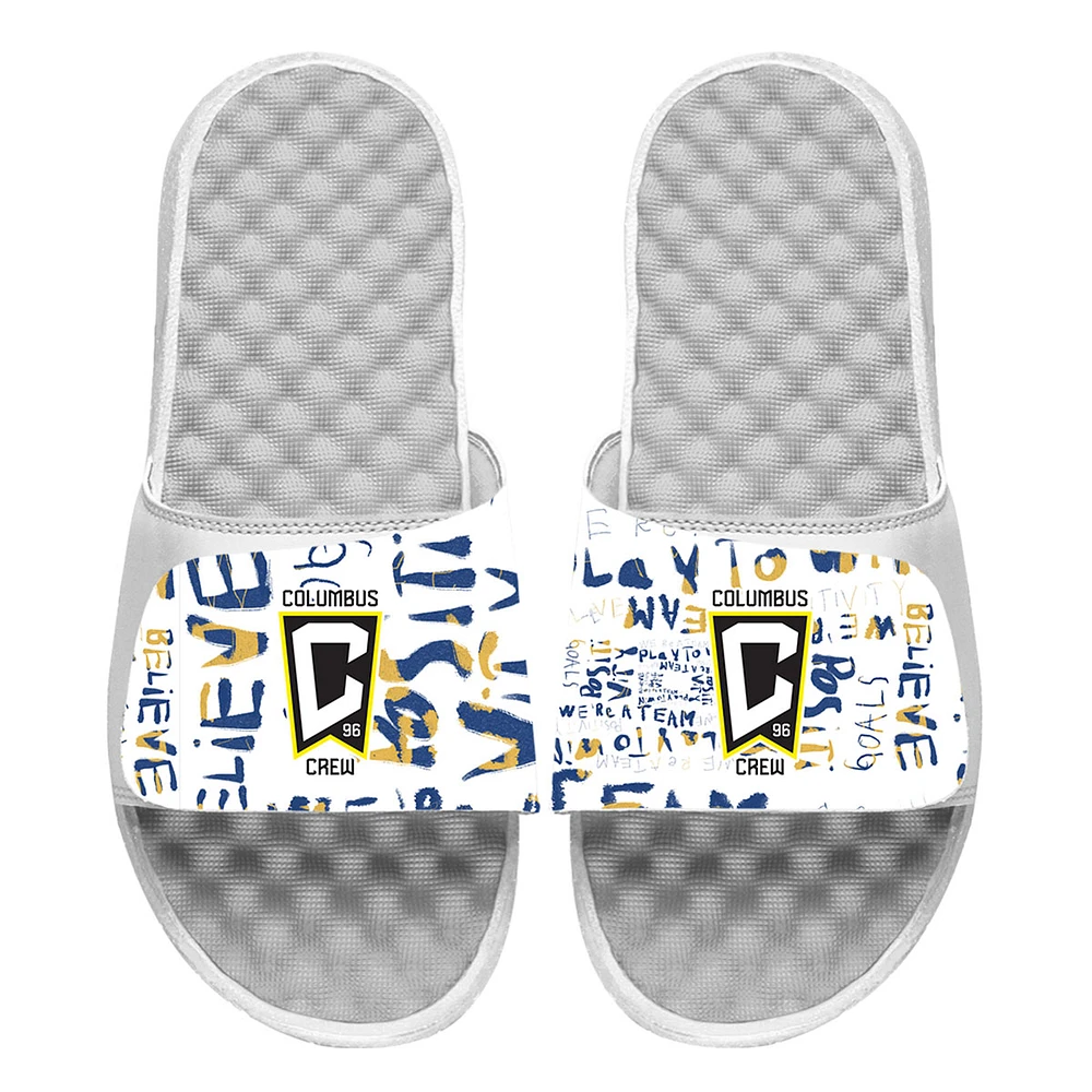 Men's ISlide White Columbus Crew Kick Cancer Slide Sandals