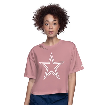 Women's Starter Pink Dallas Cowboys Play the Ball Boxy Cropped T-Shirt