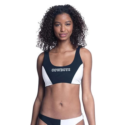 Women's G-III 4Her by Carl Banks Navy/White Dallas Cowboys Brief Game Bikini Top
