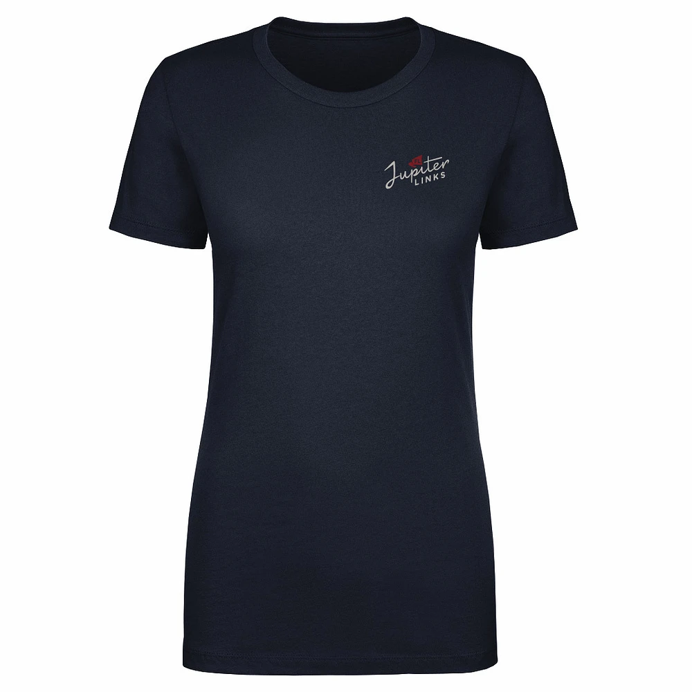 Women's 500 Level Navy Jupiter Links Golf Club TGL Primary Wordmark Team T-Shirt