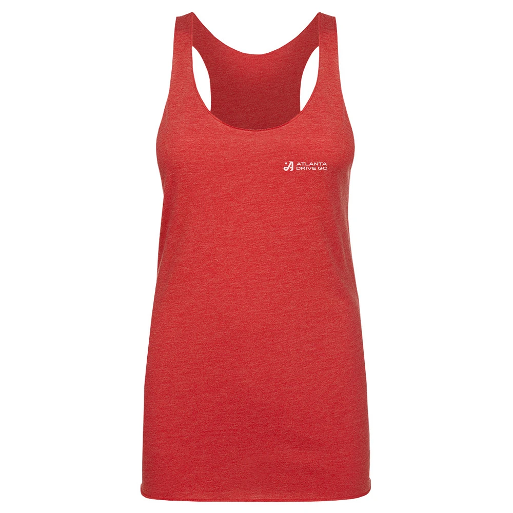 Women's 500 Level Heather Red Atlanta Drive GC TGL Team Primary Wordmark Tri-Blend Racerback Tank Top