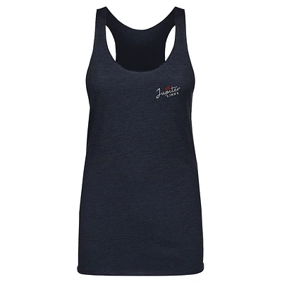 Women's 500 Level Heather Navy Jupiter Links Golf Club TGL Team Primary Wordmark Tri-Blend Racerback Tank Top