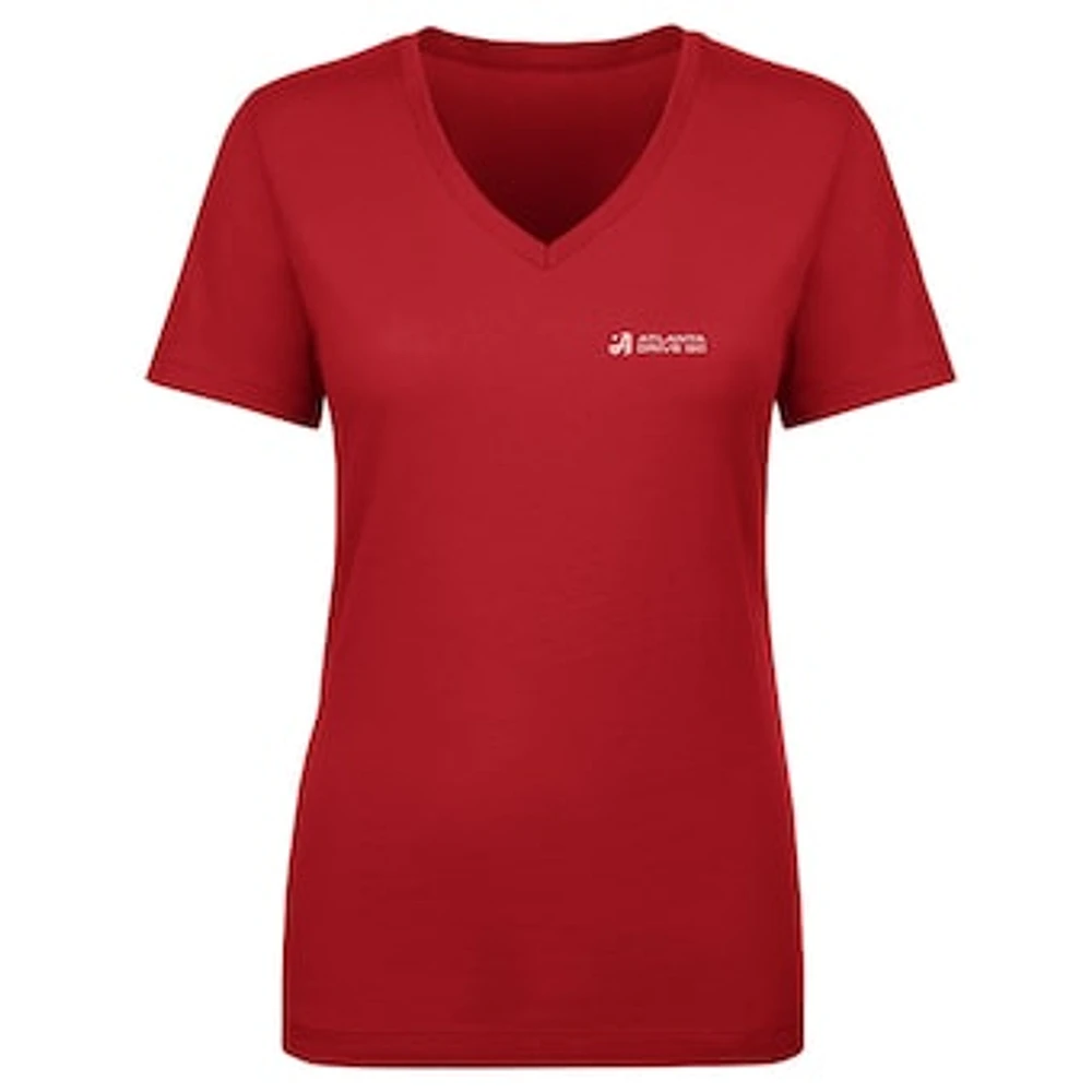 Women's 500 Level Red Atlanta Drive GC TGL Team Primary Wordmark V-Neck T-Shirt