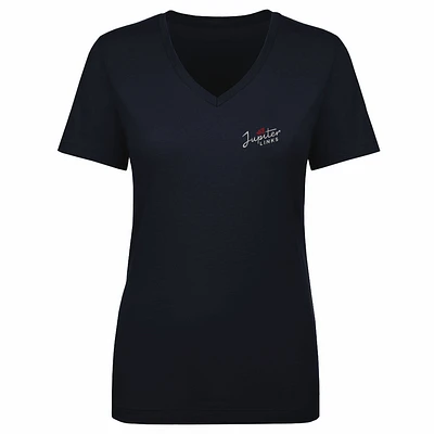 Women's 500 Level Navy Jupiter Links Golf Club TGL Team Primary Wordmark V-Neck T-Shirt