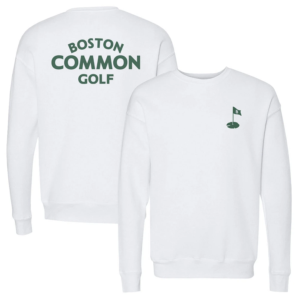 Men's 500 Level White Boston Common Golf TGL Team Primary Logo Lockup Crewneck Sweatshirt