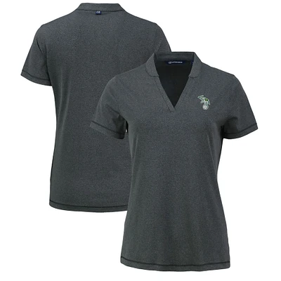 Women's Cutter & Buck Heather Black Athletics Forge Stretch Blade DryTec V-Neck Polo