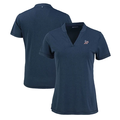 Women's Cutter & Buck Heather Navy Athletics Forge Stretch Blade DryTec V-Neck Polo