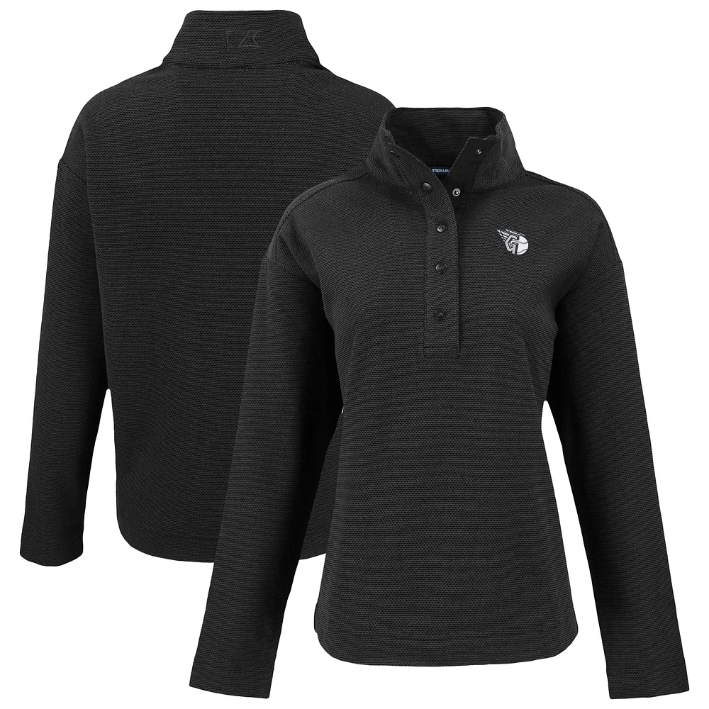 Women's Cutter & Buck Black Cleveland Guardians Hunts Point Eco Half-Snap Jacket