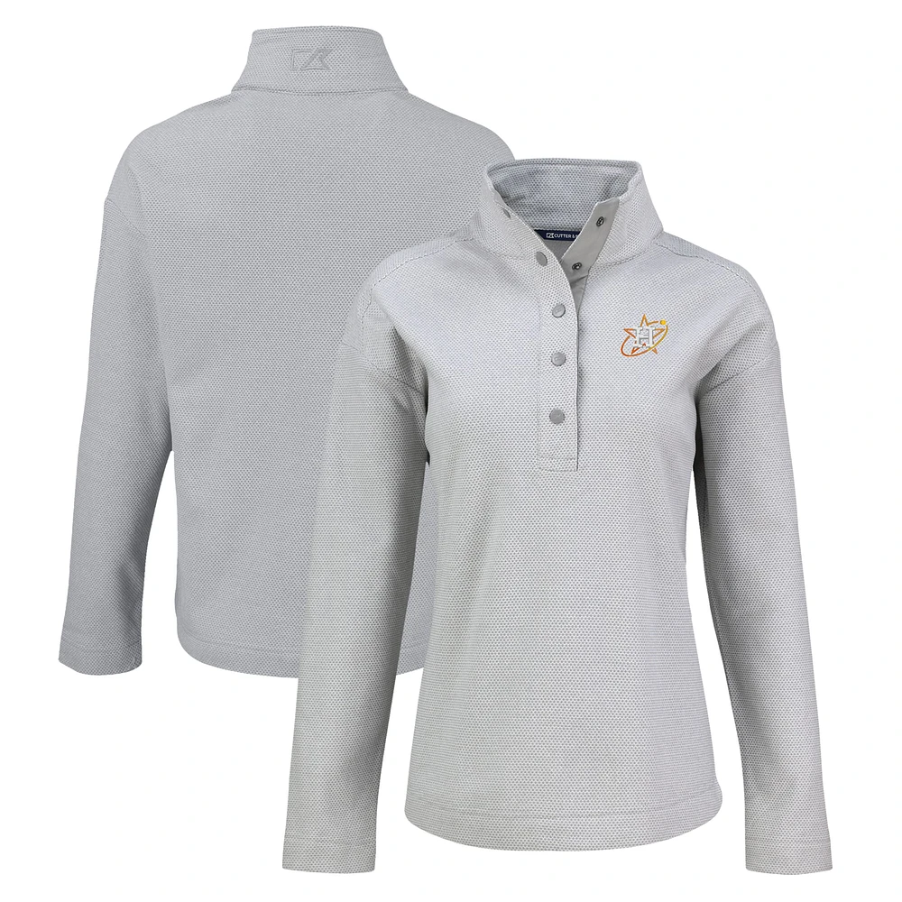 Women's Cutter & Buck Houston Astros Hunts Point Eco Half-Snap Jacket