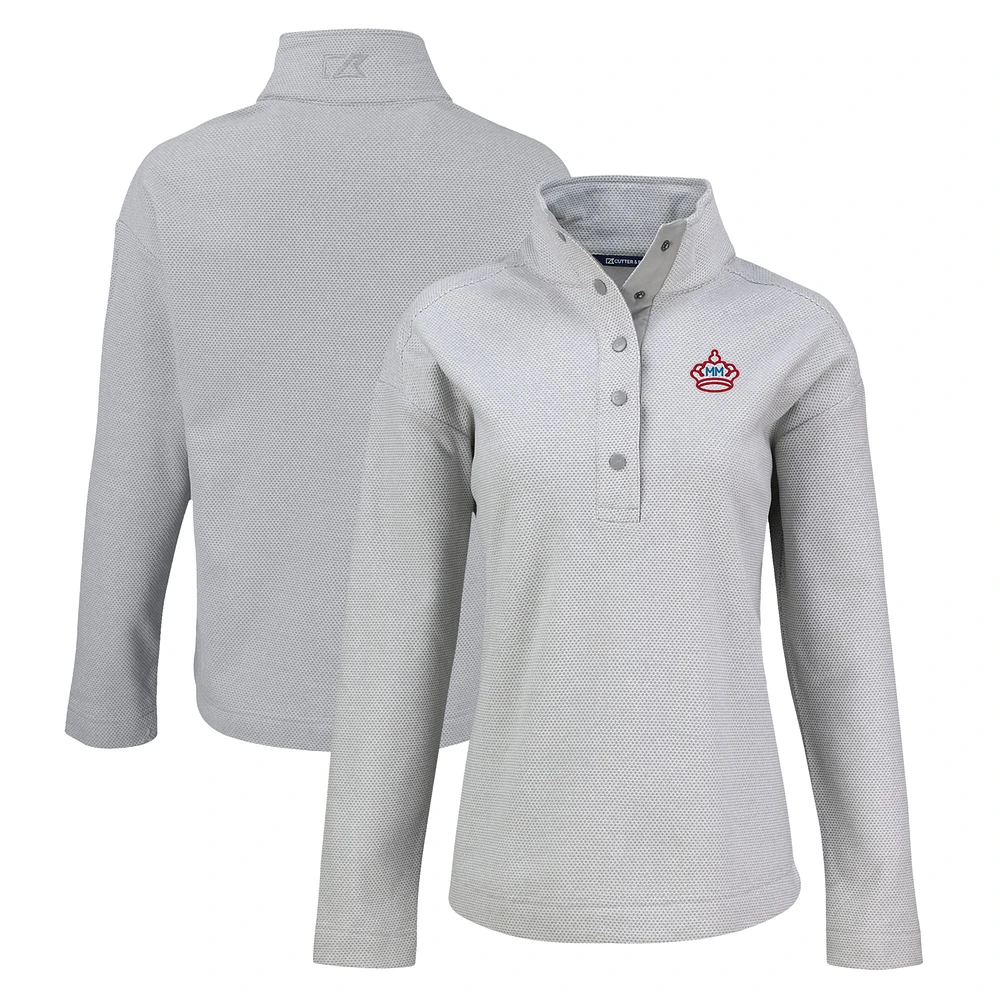 Women's Cutter & Buck Gray Miami Marlins Hunts Point Eco Half-Snap Jacket