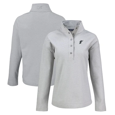 Women's Cutter & Buck Miami Marlins Hunts Point Eco Half-Snap Jacket