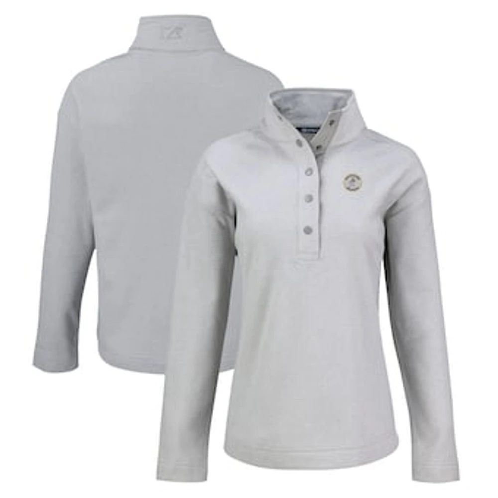 Women's Cutter & Buck Gray Milwaukee Brewers Hunts Point Eco Half-Snap Jacket