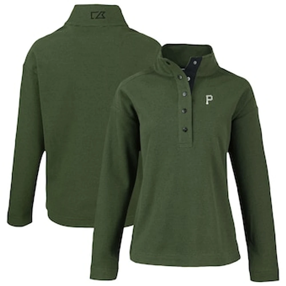 Women's Cutter & Buck Green Pittsburgh Pirates Hunts Point Eco Half-Snap Jacket
