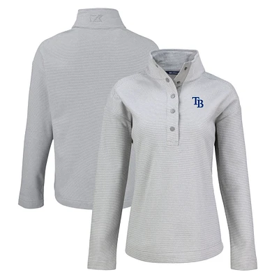 Women's Cutter & Buck Gray Tampa Bay Rays Hunts Point Eco Half-Snap Jacket