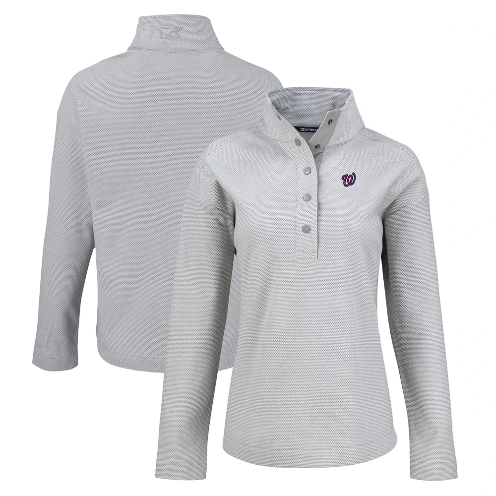 Women's Cutter & Buck Gray Washington Nationals Hunts Point Eco Half-Snap Jacket