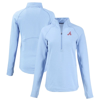 Women's Cutter & Buck Heather Light Blue Atlanta Braves Peshastin Eco Fleece Recycled Raglan Half-Zip Top