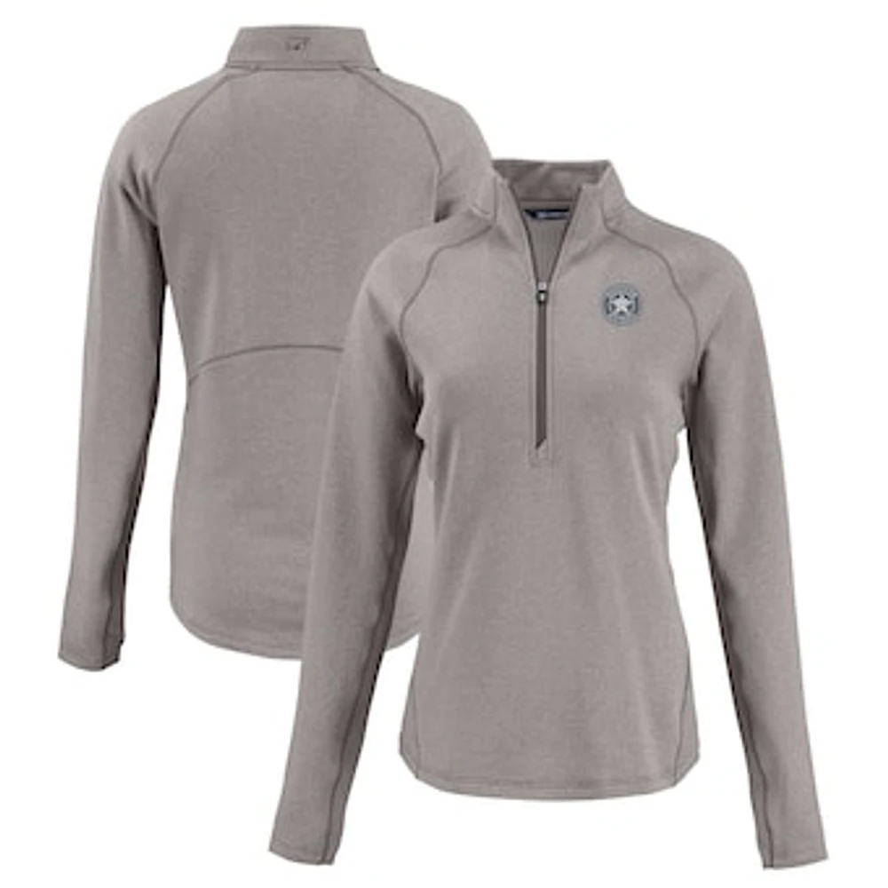 Women's Cutter & Buck Heather Gray Houston Astros Peshastin Eco Fleece Recycled Raglan Half-Zip Top