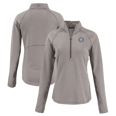 Women's Cutter & Buck Heather Gray Houston Astros Peshastin Eco Fleece Recycled Raglan Half-Zip Top