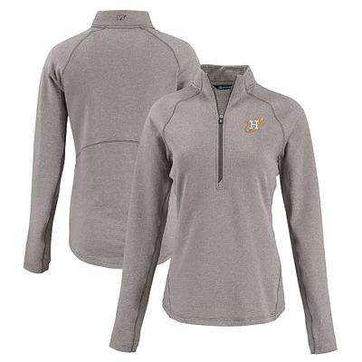 Women's Cutter & Buck Heather Gray Houston Astros Peshastin Eco Fleece Recycled Raglan Half-Zip Top