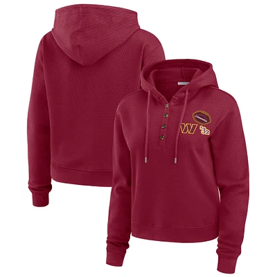 Women's WEAR by Erin Andrews Burgundy Washington Commanders Plus Size Waffle Hoodie Pullover Top
