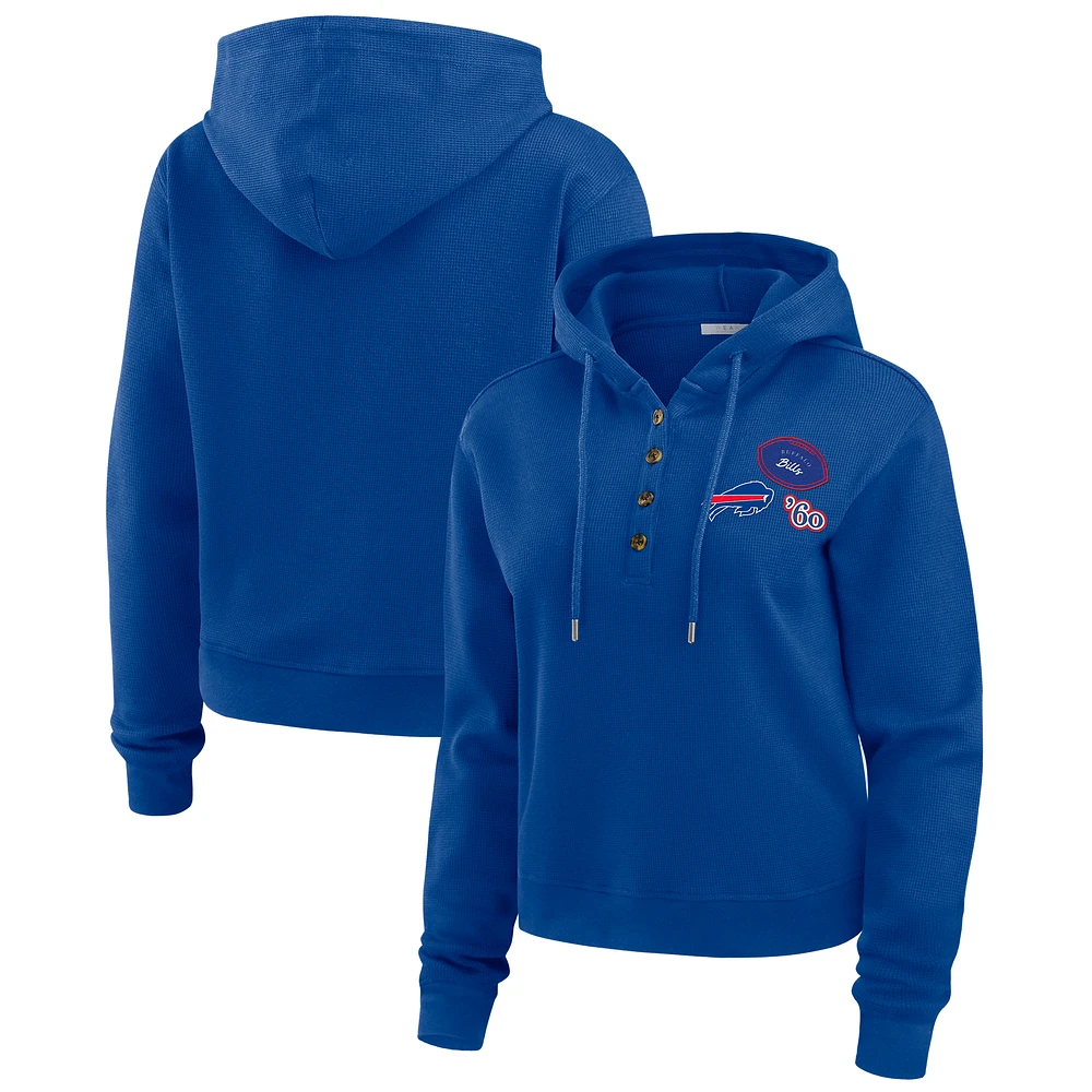 Women's WEAR by Erin Andrews Royal Buffalo Bills Plus Waffle Hoodie Pullover Top