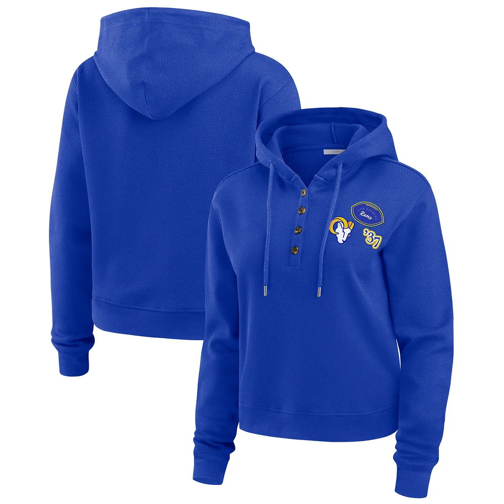 Women's WEAR by Erin Andrews Royal Los Angeles Rams Plus Waffle Hoodie Pullover Top