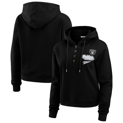 Women's WEAR by Erin Andrews Black Las Vegas Raiders Plus Waffle Hoodie Pullover Top