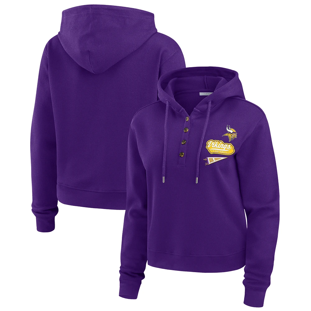 Women's WEAR by Erin Andrews Purple Minnesota Vikings Plus Size Waffle Hoodie Pullover Top