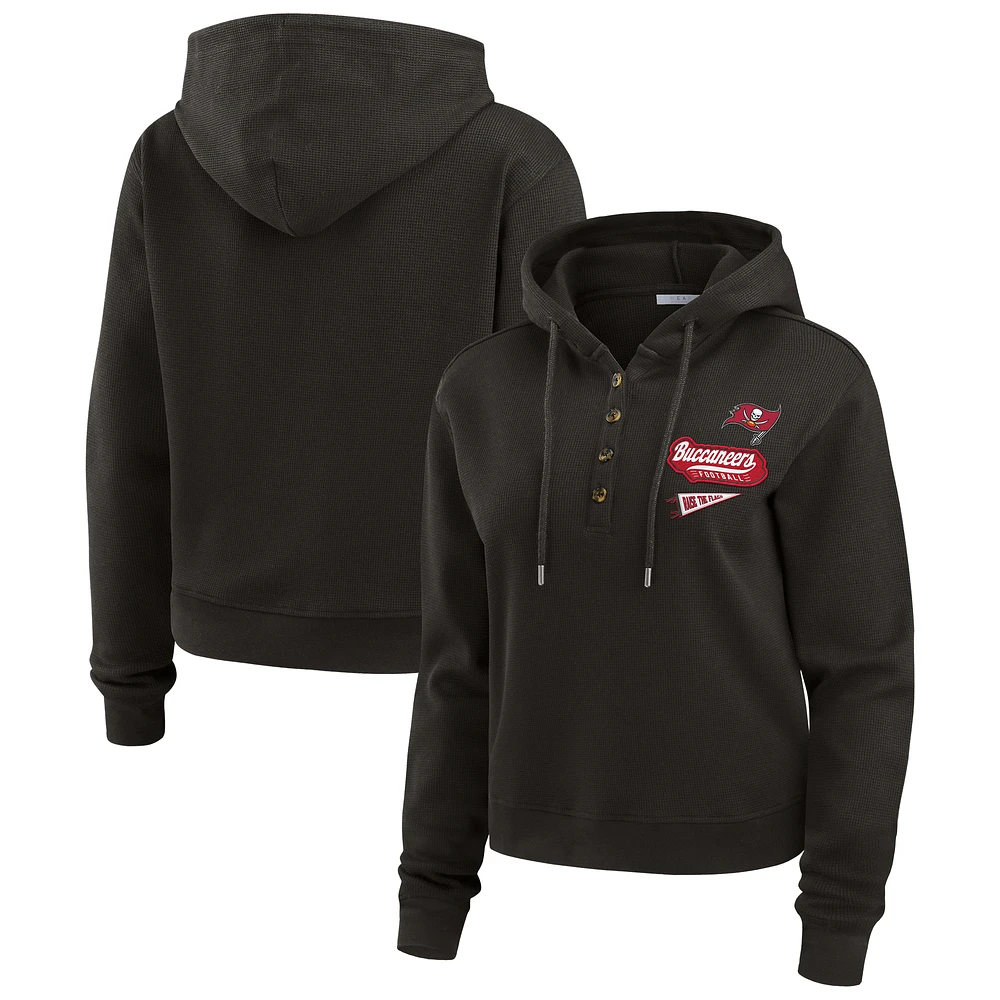 Women's WEAR by Erin Andrews Pewter Tampa Bay Buccaneers Plus Waffle Hoodie Pullover Top