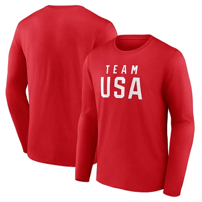 Men's Fanatics Red Team USA Wordmark Long Sleeve T-Shirt