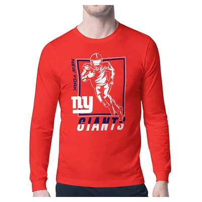 Men's Starter Red New York Giants Player Grid Graphic Long Sleeve T-Shirt