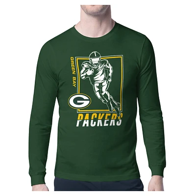 Men's Starter Olive Green Bay Packers Player Grid Graphic Long Sleeve T-Shirt