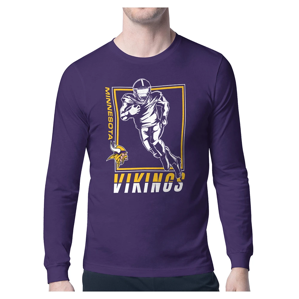Men's Starter Purple Minnesota Vikings Player Grid Graphic Long Sleeve T-Shirt