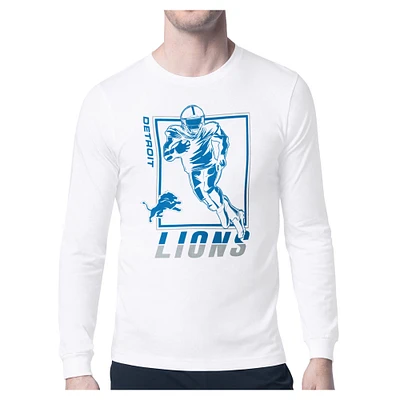 Men's Starter White Detroit Lions Player Grid Graphic Long Sleeve T-Shirt