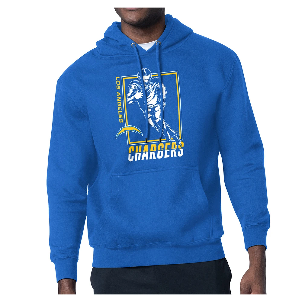 Men's Starter Powder Blue Los Angeles Chargers Player Grid Pullover Hoodie