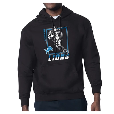 Men's Starter Black Detroit Lions Player Grid Pullover Hoodie
