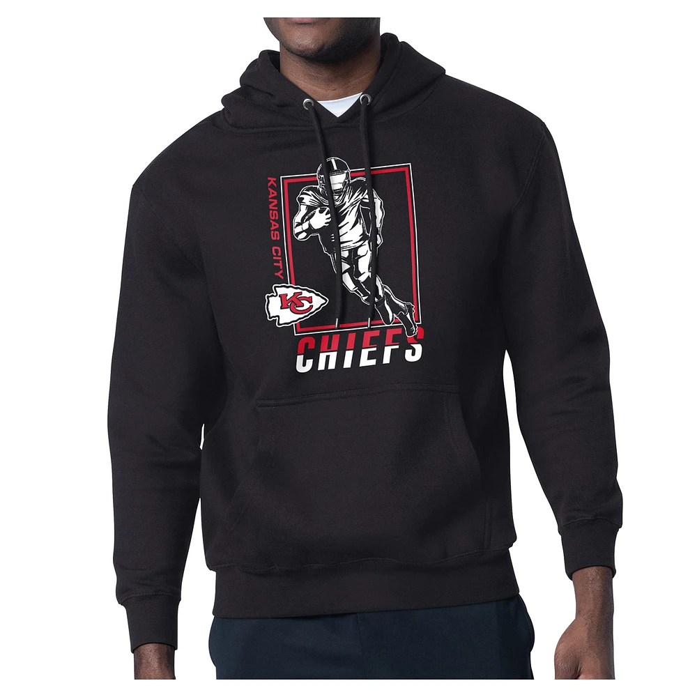 Men's Starter Black Kansas City Chiefs Player Grid Pullover Hoodie