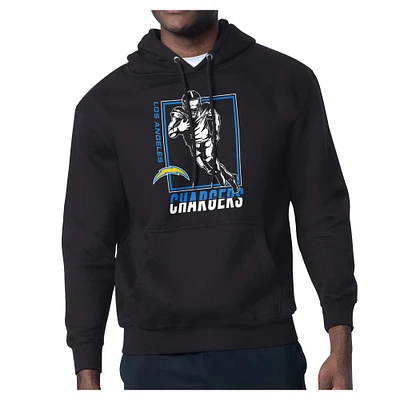 Men's Starter Black Los Angeles Chargers Player Grid Pullover Hoodie
