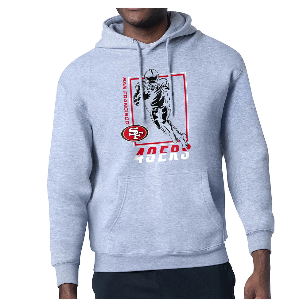 Men's Starter Heather Gray San Francisco 49ers Player Grid Pullover Hoodie