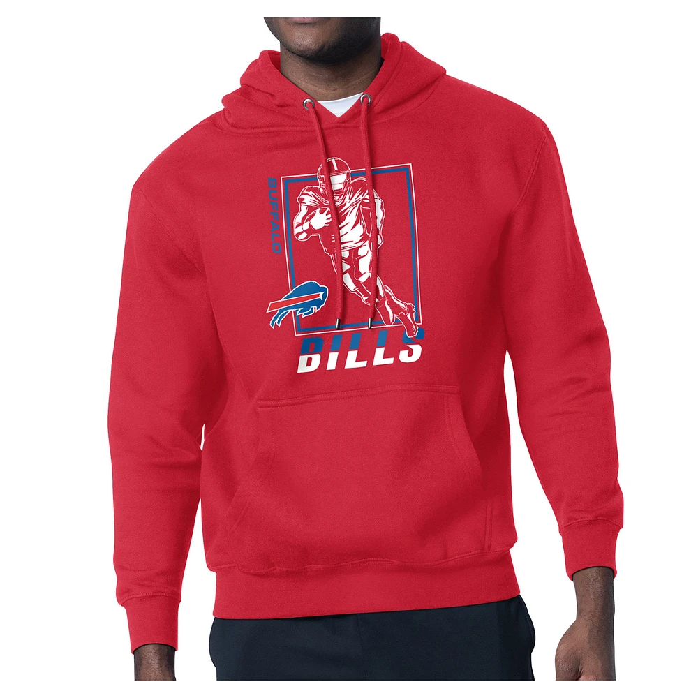 Men's Starter Red Buffalo Bills Player Grid Pullover Hoodie