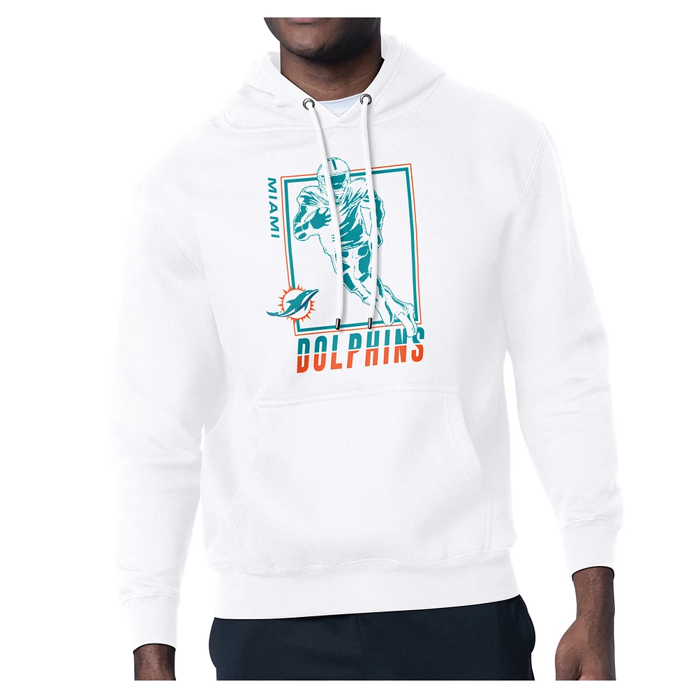 Men's Starter White Miami Dolphins Player Grid Pullover Hoodie