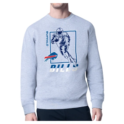 Men's Starter Heather Gray Buffalo Bills Player Grid Pullover Sweatshirt
