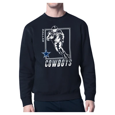 Men's Starter Navy Dallas Cowboys Player Grid Pullover Sweatshirt